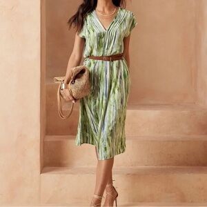 Banana Republic Green Patterned Dress
